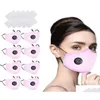 Cycling Caps Masks 8pc Återanvändbar ansiktsmask med 16st filter Cotton Bortable for Germ Protection Adts Maks Bandana3011014 Drop Deliv DHA4C