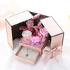 Dekorativa blommor Alla hjärtans dag Bear Eternal Flower Gift Box Double Open Door Rose Necklace Jewelry Christmas Lipstick Packaging