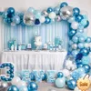 Blue Silver Balloon Garland Arch Kit Happy Birthday Party Decoration Wedding Birthy Baby Shower Kön Reveal Dop Decor Party Favor Holiday Supplies