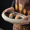 Piatti Stoare Piatto da pranzo Cucina giapponese Sashimi Sushi Shop Ciotola a grana di pietra Stoviglie in ceramica retrò a forma di lingotto 10 pollici