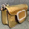 Handbag Serpentine Sliding Messenger Bags Inlaid Crystal Purse Letter Bags Luxury Brass Magnetic Buckle Shoulder Underarm Bags