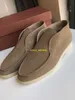 Open Walk Chukka Botas Designer Loropinas Sapatos Loropinas Mocassins de pelúcia para homens Novo Lp High Top Casual Versátil Botas Integradas de Couro e Pele de Um Pé HBG9