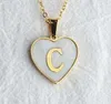 Titanium steel Heart Shaped Shell Necklace with 26 Initial letters for Women Letter Pendant Necklaces with Chains