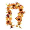 ビッグディール177cm人工メープルリーフベリーヒマワリカボチャガーランドハンギングブドウの飾り秋の秋結婚式パーティーありがとう1253g