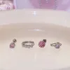 Bague d'oreille en forme de cœur pour fille, boule de diamant rose, amour, doux et frais, clou cochléaire, acier titane empilé, petit et moyen Style