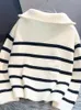 Womens Sweaters Jmprs Warm Women Sweater Thick Winter Fashion Striped Zipper Jmuper Loose Korean Knitted Female Pullover Blouse 231219