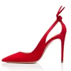 Klänningskor Kvinnor Solid färg Koncise Black Red Pumps Point Toe Super High Heeled Hollow Sandals Saltos Alto Femininos