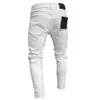 Men's Jeans White Embroidery Jeans Men Cotton Stretchy Ripped Skinny Jeans High Quality Hip Hop Black Hole Slim Fit Oversize Denim Pants 231219