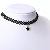 Pendant Necklaces Retro Punk Style Black Five Pointed Star Lace Necklace Simple Temperament Girl Chain Personality Clavicle