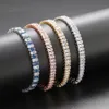 Färgat armband droppe diamant tennisdesigner armband kvinna rosa aaa kristall kvinnors engagemang bröllop brud lyxsmycken