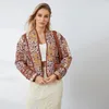 Damesjassen Puloru Dames Gewatteerd Herfst Winter Vintage Bloemenprint Vest met lange mouwen Donsjassen Warm Uitloper Casual Streetwear