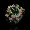 Retro Mode Luxe Elegante Amethist Wilde Holle Groene Jade Grote Waterdruppel 14 K Zwart Goud Ring Dames Merk sieraden Cl218t