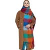 Schals Herbst Winter Candy Farbe Frauen Schal Koreanische Mode Vintage Casual Streifen Dame Lange Warme Dicke Schal Wrap Hijabs