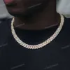 Manufacture Price Luxury 2 Rows Moissanite Cuban Link Chain 18k Solid Gold Diamond Necklace for Men's Hip Hop Custom Jewelry