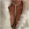 Chaînes de ventre Chaînes de ventre Stonefans Mode Perle Chaîne de corps Soutien-gorge Collier Harnais pour femmes Été Y Bikini Crystal Taille Beach Jewelr Dhtou