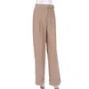 Pantalon femme élégant ample noir bureau femmes mode taille haute pantalon droit décontracté Chic épissé pleine longueur femme