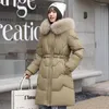 Trench da donna caldo piumino invernale allentato 2023 elegante cappotto con cappuccio isolamento addensato abbigliamento donna collo di pelliccia lungo Parka