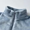 Jackets Soft Warm Baby Boy Jacket Winter 2023 Fleece Full Zip Up Girl Coat Light Gray Children Outerwear Toddler Kids Clothing