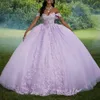 Mexique lavande hors de l'épaule robe de bal robe de Quinceanera Appliques dentelle perlée robes de fête d'anniversaire doux 16 robes de 15