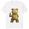 T-shirts pour hommes Teddy Bear jouant au badminton t-shirt vêtements d'exercice à manches courtes hauts graphiques Kawaii hommes femmes imprimé petit haut