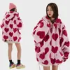 Winter High Street Harajuku Love Printed Rabbit Fur Padded Jacket Men and Women Hong Kong Style Student Hooded Cotton 231220