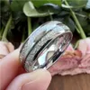 Band Rings 8mm Wedding Band Tungsten Engagement Rings For Men Women Domed Meteorite Inlay Comfort Fit 231219