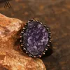 Band Rings Raw Amethysts Rings Healing Rock Crystal Cluster Purple Quartz Natural Mineral Ring Women Jewelry 231219