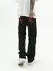 Jeans maschi di oversize larghi uomini donne lettere rosa ricami hip hop maschi punk pantaloni di denim pantaloni sciolti casuali