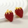 Studörhängen Vintage Red Jelly Strawberry for Women Medieval French Romantic Light Luxury Earring smycken Tillbehör gåvor