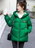 Trench femminile giù per la giacca per palude di cotone corea chic inverno chic da donna parco con cappuccio con cappuccio spesso streetwear verde rosso blu