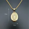 Virgin Mary Pendant Necklace For Women Girls Golden Color Our Lady Christian Jewelry Madonna Iced Out 14k Yellow Gold Chains