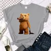 Women's T Shirts Mr.Teddy Bear är en ölälskare tryckt t-shirts hipster kreativitet tshirt sport rund hals softtee toppar trend individuella