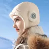 ベレー帽ウインドプルーフウシュハンカ女性ソフトボンバーハット耳の保護冬の温かいトラッパーハットスキークライミングアーマーバラバラバファッション