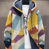 Men's Trench Coats Fashion Gradient Graffiti Colorful Vintage DPrint Windbreaker Winter Harajuku Jacket Zipper Hoodies Fleece