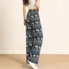 Kvinnors byxor Thailand Elephant Casual Wide Leg Summer Elastic Beach Tour Loose Leisure Exotic Fashion Holiday Costume