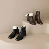 LeShion de Chanmeb femme mouton cuir Chelsea bottes bloc talon bout carré chaud laine polaire à l'intérieur bottes courtes femmes chaussures 33-40 231219