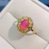 Eheringe Opal-Verlobungsring Einzigartiger Cluster-Ring aus Gelbgold im Ovalschliff mit Perlen 925 Silber Opalring 231219