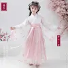 Flickans klänningar Nya flickor Summer Thin Hanfu Chinese Style Children Tang Costume Dress Little Girl Princess Dress Christmas Dress 3-12T