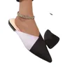 Slippers Zomer Dames Zwart Gebreide Slippers Muilezels Elegante Mesh Ademende Med Hak Gesloten Teen Feestschoenen