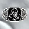 New Ring Creative Scorpion Relief Men's Ring European and American Plated 925 Silver Poison Scorpion Anniversary Ring