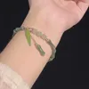 Link Bracelets 2pcs Olive Green Bamboo Joint Bead Bracelet Retro Chinese Friendship For Women