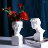 Jarrones Estilo nórdico creativo David retrato jarrón cabeza humana flor adornos decorativos resina flores hogar decoración arte estatua famosa