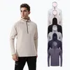 LLu New Men's Hooded T-shirt Outdoor Breathable Quick Drying Long Sleeved Top Mock Neck Fitness Yoga Half Zipper Pullover Leisure Sports Coat