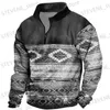 Herren-Kapuzenpullover, Sweatshirts, Vintage-Herren-Reißverschlusspullover, 3D-Ethno-Stil, bedruckter Kapuzenpullover für Herren, hochwertige Herrenbekleidung, lockere, übergroße Sweatshirts, Tops, T231220