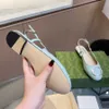 2024 Dress shoes Fashion designer Baotou Sandals Small fragrance sole single Baotou genuine leather versatile French low flat shoes Crystal Ballet Shoe 35-42