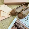 Luxury Mius Paris Ballet Flats Designer Professional Dance Shoes 2024 Satin Ballerinas MM Platform Bowknot Grunt mun Single Shoe Flat Sandals Mary Jane 35-40SSS