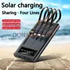 Cell Phone Power Banks Solar Power Bank Built Cables 200000mAh Solar Charger 2 USB Ports External Charger Powerbank With LED Light For Xiaomi iphone J1220