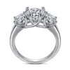 Pierścienie klastra Vinregem okrągłe laboratorium Cut Cut Sapphire szlachetne 925 Srebrny pierścień dla kobiet biżuteria zaręczynowa