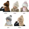 Berretti Moda Berretti di colore puro Berretti invernali Cappello caldo Sciarpa di peluche Maschera Set Casual Pelliccia sintetica da donna