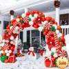 Red Green Christmas Balloon Garland Arch Kit God juldekorationer för hem 2023 Cristmas Navidad Xmas Nytt år 2024 Party Favor Holiday Supplies